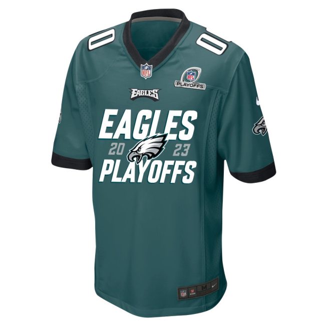 Philadelphia Eagles 2023 Playoffs Iconic Game Men Custom Jersey - Midnight Green - Image 3
