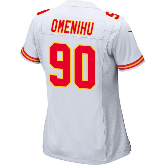 Charles Omenihu 90 Kansas City Chiefs Super Bowl LVIII Patch Game Women Jersey - White - Image 3