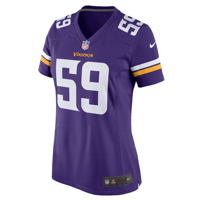 Troy Reeder 59 Minnesota Vikings Women Game Jersey - Purple - Image 2