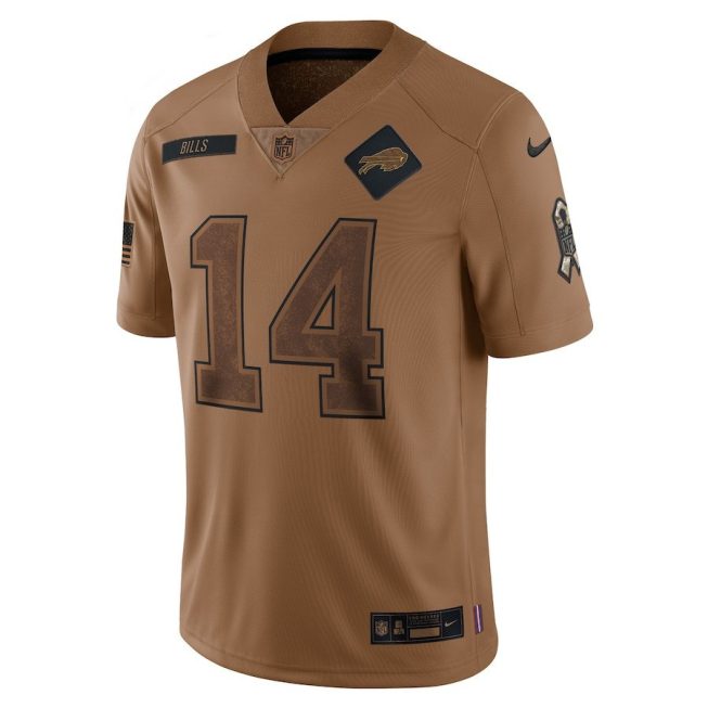 Stefon Diggs 14 Buffalo Bills 2023 Salute To Service Limited Jersey - Brown - Image 2