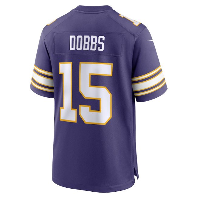 Joshua Dobbs 15 Minnesota Vikings Alternate Game Men Jersey - Purple - Image 3