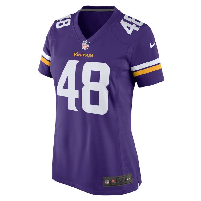 Quincy Roche 48 Minnesota Vikings Team Game Women Jersey - Purple - Image 2