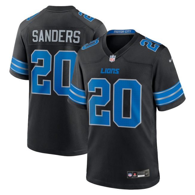 Barry Sanders 20 Detroit Lions 2nd Alternate Retired Player Game Jersey - Black, Men