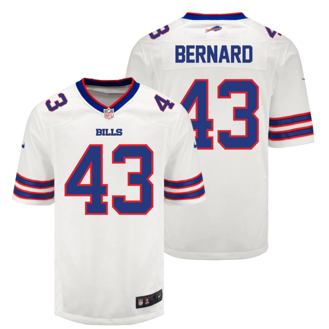 Terrel Bernard 43 Buffalo Bills Men Away Game Jersey - White