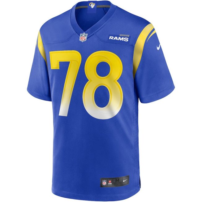 Jackie Slater 78 Los Angeles Rams Men Game Retired Jersey - Royal - Image 2