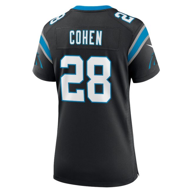 Tarik Cohen 28 Carolina Panthers Game Women Jersey - Black - Image 3