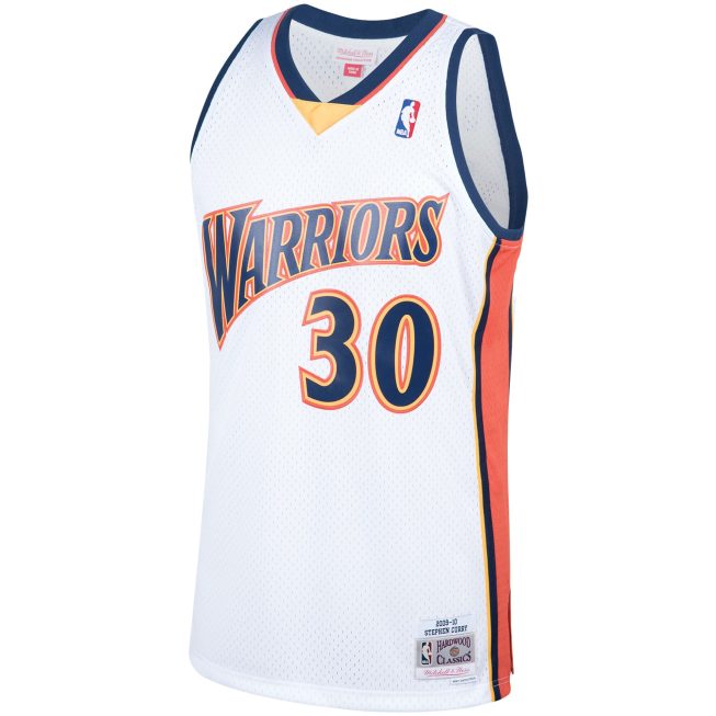 Stephen Curry Golden State Warriors Mitchell & Ness Hardwood Classics Swingman Jersey - White - Image 2
