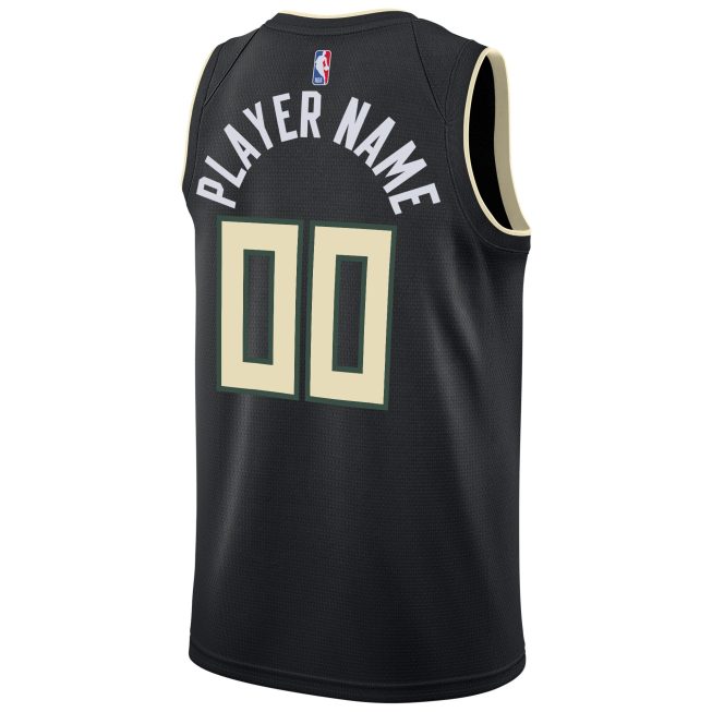 Milwaukee Bucks Jordan Brand Swingman Custom Jersey - Statement Edition - Black - Image 3