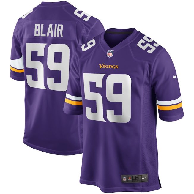 Matt Blair 59 Minnesota Vikings Men Game Retired Jersey - Purple