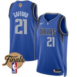 Daniel Gafford 21 Dallas Mavericks 2024 FINALS PATCH Swingman Jersey - Icon Edition - Blue