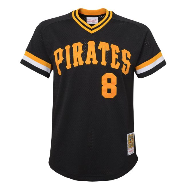 Willie Stargell Pittsburgh Pirates Mitchell & Ness Youth Cooperstown Collection Mesh Batting Practice Jersey - Black - Image 2