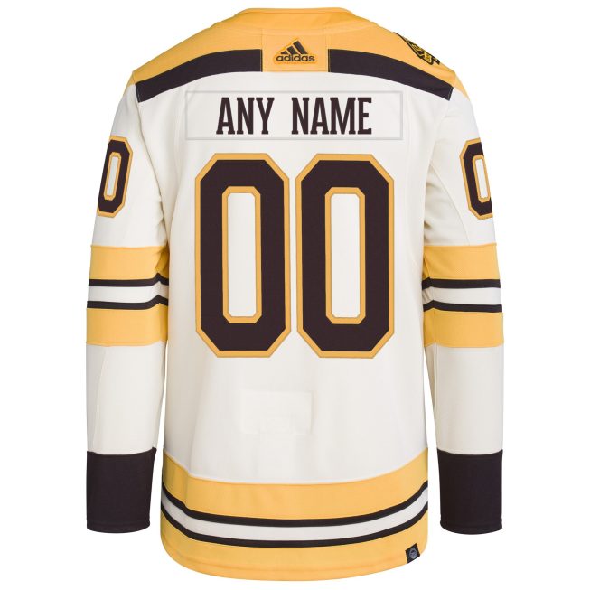 Boston Bruins 100th Anniversary Primegreen Authentic Custom Jersey - Cream - Image 3