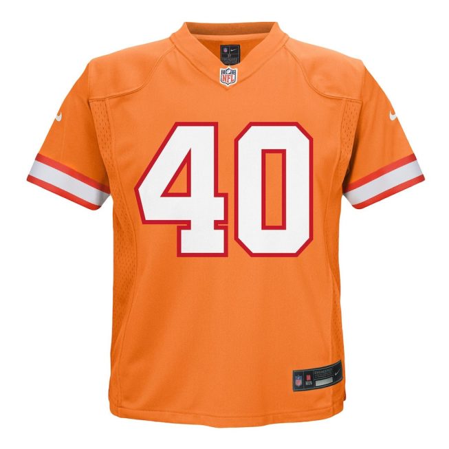 Mike Alstott 40 Tampa Bay Buccaneers Retired YOUTH Game Jersey - Orange - Image 2