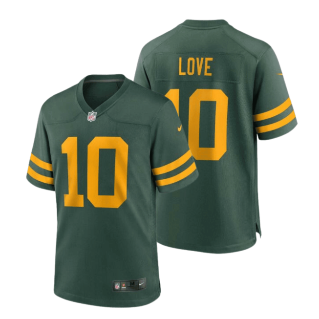 Jordan Love 10 Green Bay Packers 50s Classic Men Game Jersey - Green & Gold