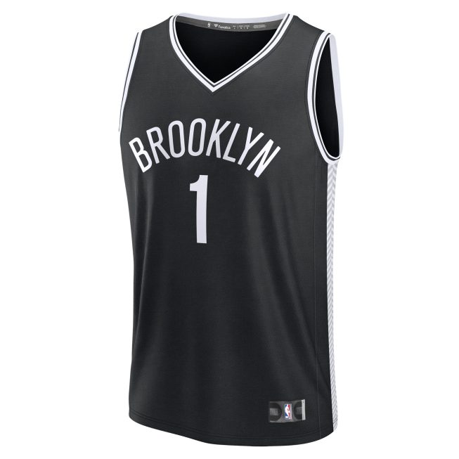 Mikal Bridges Brooklyn Nets Fanatics Youth Fast Break Player Jersey - Icon Edition - Black - Image 2