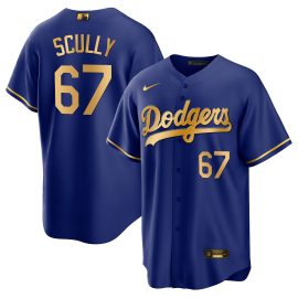 Vin Scully 67 Los Angeles Dodgers Baseball Men Jersey - Cool Royal Gold