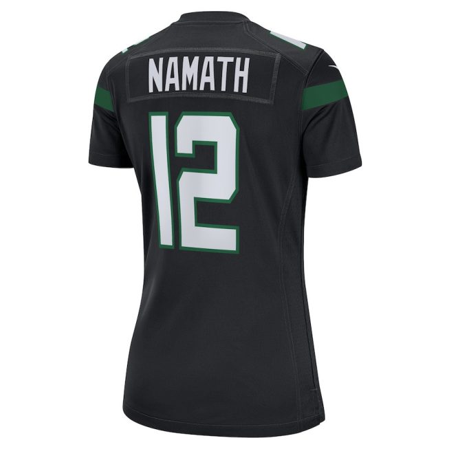 Joe Namath 12 New York Jets Women Retired Jersey - Black - Image 3