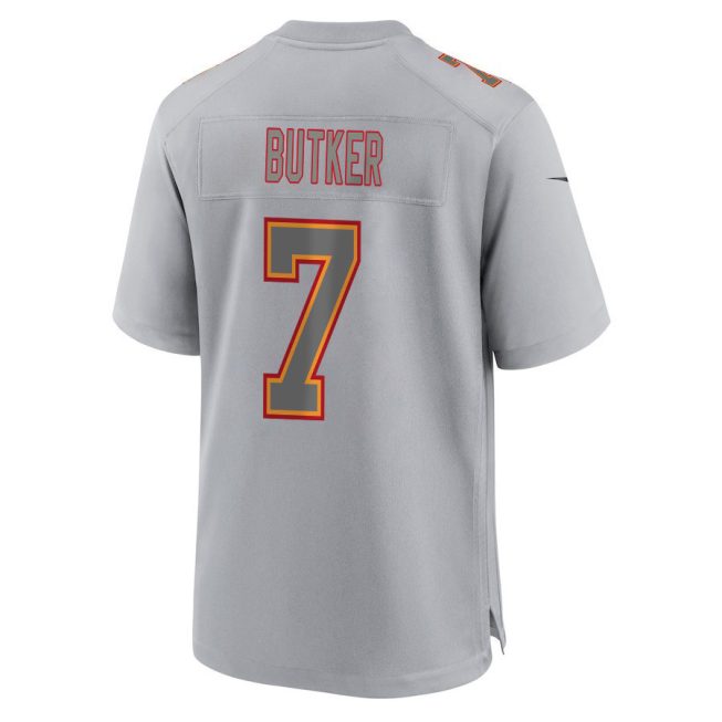 Harrison Butker 7 Kansas City Chiefs Super Bowl LVIII Champions 4X Atmosphere Fashion Game Men Jersey - Gray - Image 3