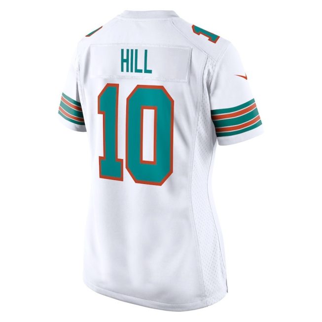 Tyreek Hill 10 Signed Miami Dolphins Cheetah Alternate Game Women Jersey - White - Image 3