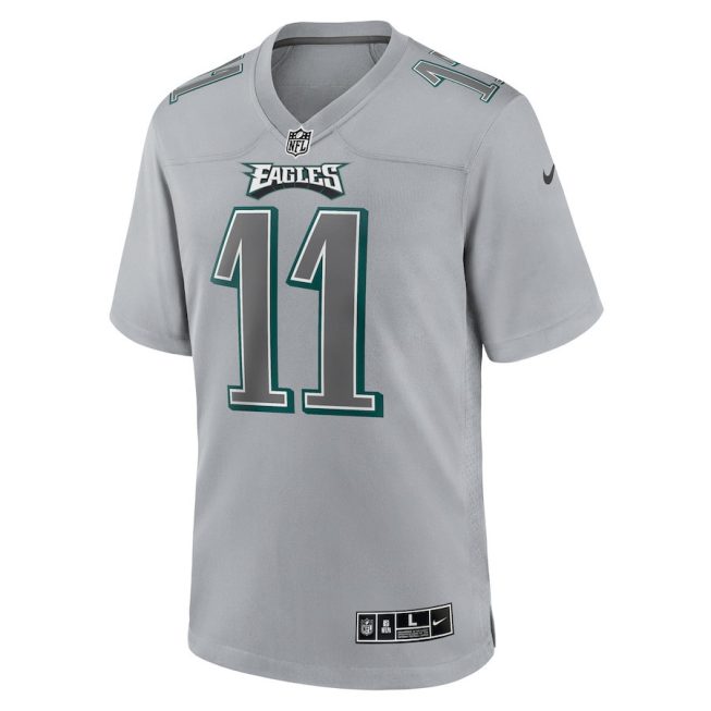 A.J. Brown 11 Philadelphia Eagles Men Atmosphere Fashion Game Jersey - Gray - Image 2