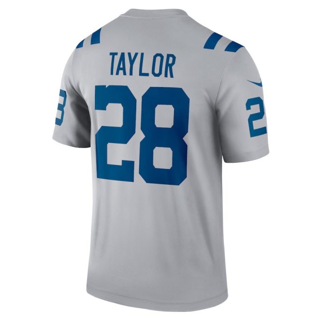 Jonathan Taylor 28 Indianapolis Colts Men Inverted Legend Jersey - Gray - Image 3