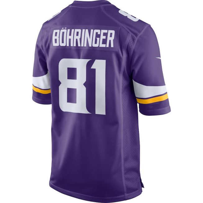 Moritz Bohringer 81 Minnesota Vikings Men Team Color Game Jersey - Purple - Image 3