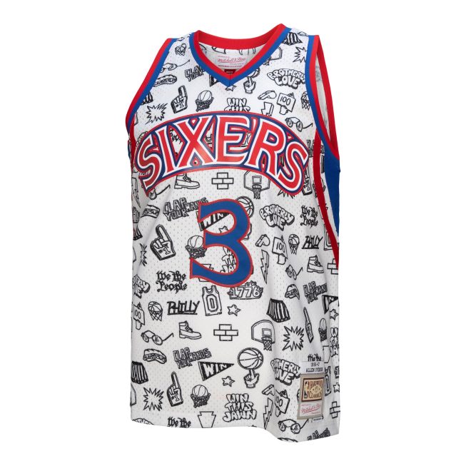 Allen Iverson Philadelphia 76ers Mitchell & Ness 1996/97 Swingman Jersey - White - Image 2