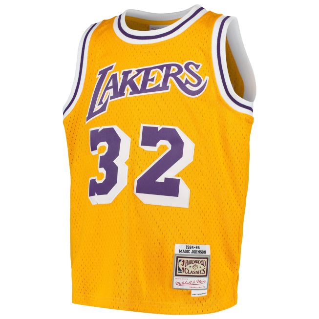 Magic Johnson Los Angeles Lakers Mitchell & Ness Youth Swingman Throwback Jersey - Gold - Image 2
