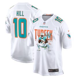 Tyreek Hill 10 Miami Dolphins Cheetah Celebration Game YOUTH Jersey - White