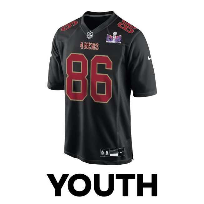 Tay Martin 86 San Francisco 49ers Super Bowl LVIII Patch Fashion Game YOUTH Jersey - Carbon Black - Image 2