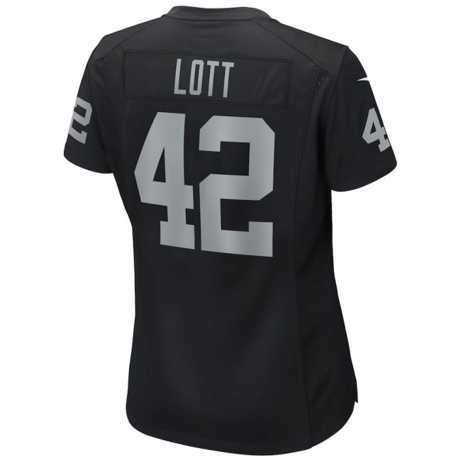 Ronnie Lott 42 Las Vegas Raiders Women Game Retired Jersey - Black - Image 3