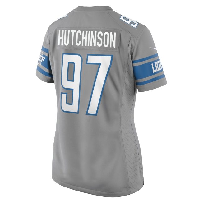 Aidan Hutchinson Detroit Lions Women's Game Jersey - Silver - Image 3