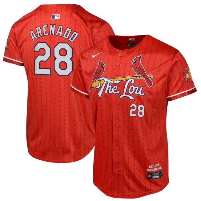Nolan Arenado 28 St. Louis Cardinals 2024 City Connect Limited YOUTH Jersey - Red