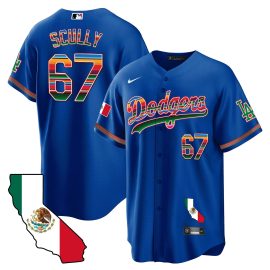 Vin Scully 67 Los Angeles Dodgers Mexico California Map Baseball Men Jersey - Royal