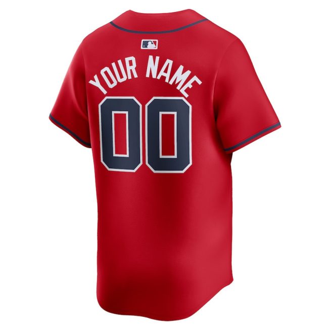 Atlanta Braves Alternate Limited Custom Men Jersey - Red - Image 3