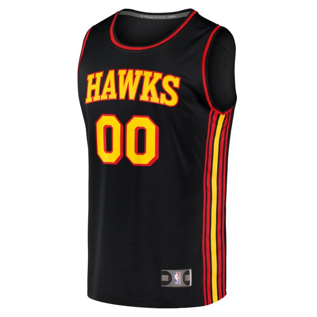 Atlanta Hawks Fanatics Youth Fast Break Replica Custom Jersey - Statement Edition - Black - Image 2