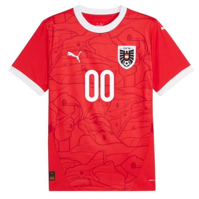 Austria National Team 2024/25 Custom Home Men Jersey - Red - Image 3