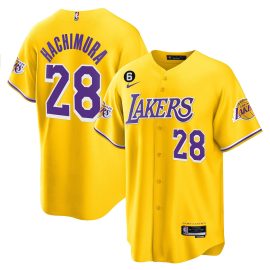Rui Hachimura 28 Los Angeles Lakers Baseball Men Jersey - Gold