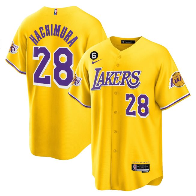 Rui Hachimura 28 Los Angeles Lakers Baseball Men Jersey - Gold
