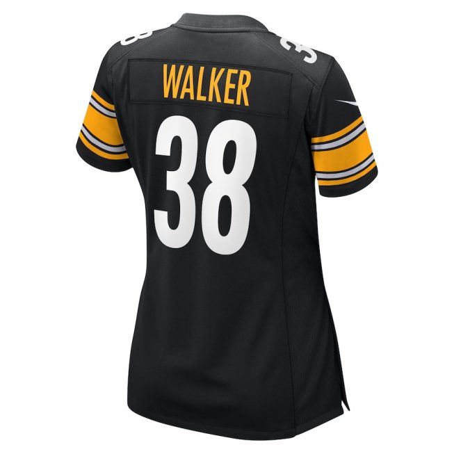Mykal Walker 38 Pittsburgh Steelers Game Women Jersey - Black - Image 3