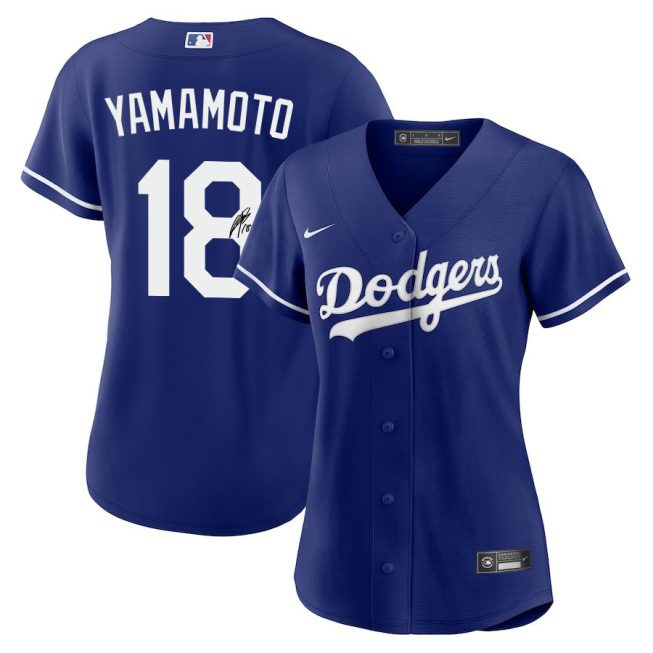 Yoshinobu Yamamoto 18 Signed Los Angeles Dodgers Alternate Women Jersey - Royal