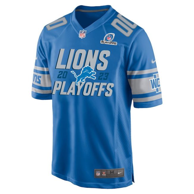 Detroit Lions 2023 Playoffs Iconic Game Men Custom Jersey - Blue - Image 3