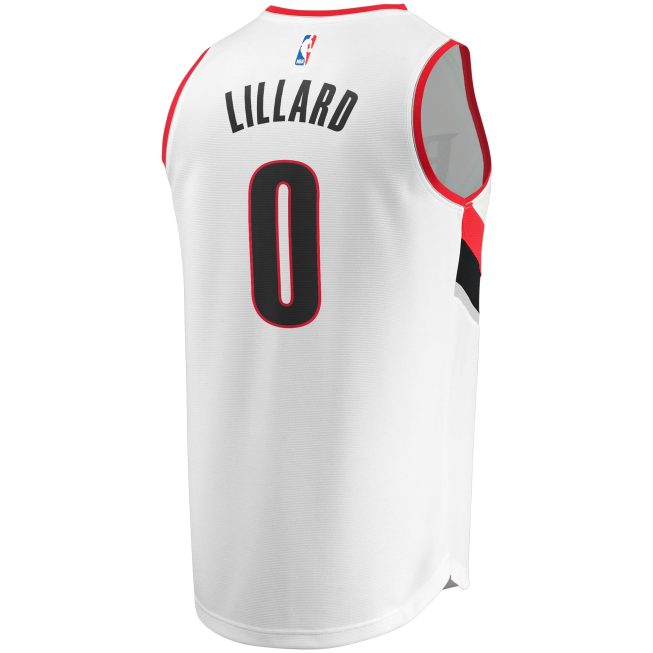 Damian Lillard Portland Trail Blazers Fanatics Fast Break Replica Jersey - Association Edition - White - Image 3