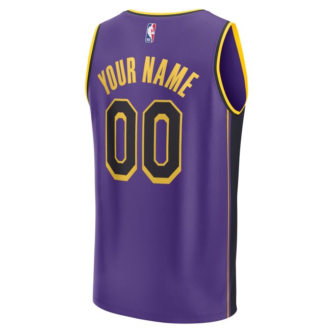 Los Angeles Lakers Fanatics Youth Fast Break Replica Custom Jersey - Statement Edition - Purple - Image 3