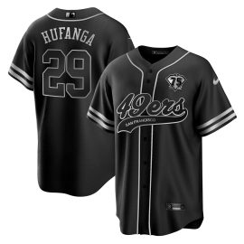 Talanoa Hufanga 29 San Francisco 49ers Baseball Men Jersey - Black Silver