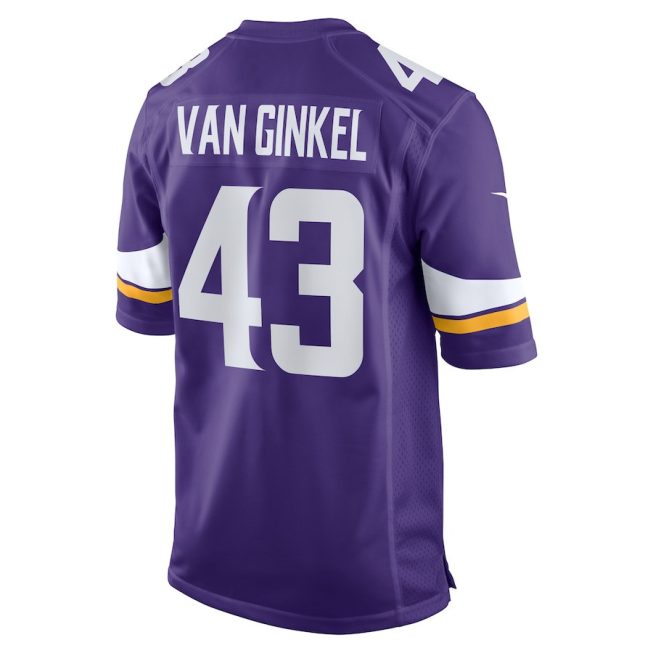 Andrew Van Ginkel 43 Minnesota Vikings Team Game Men Jersey - Purple - Image 3