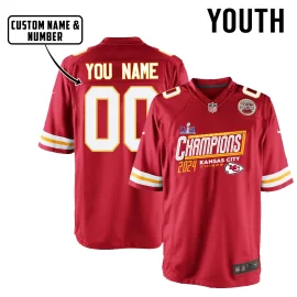Kansas City Chiefs Super Bowl LVIII Champions Game YOUTH Jersey - Red V24