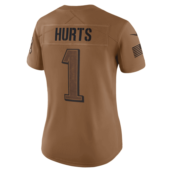 Jalen Hurts 1 Philadelphia Eagles 2023 Salute To Service Limited Women Jersey - Brown - Image 2