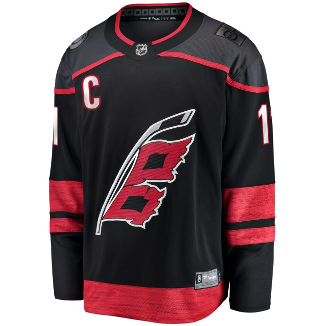 Jordan Staal Carolina Hurricanes Fanatics Home Captain Patch Breakaway Player Jersey - Black - Image 2