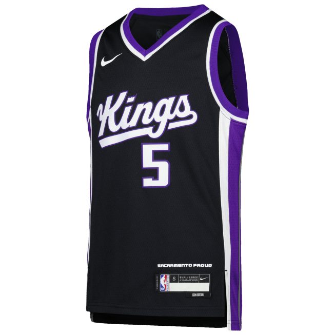 De'Aaron Fox Sacramento Kings Youth Swingman Jersey - Icon Edition - Purple - Image 2